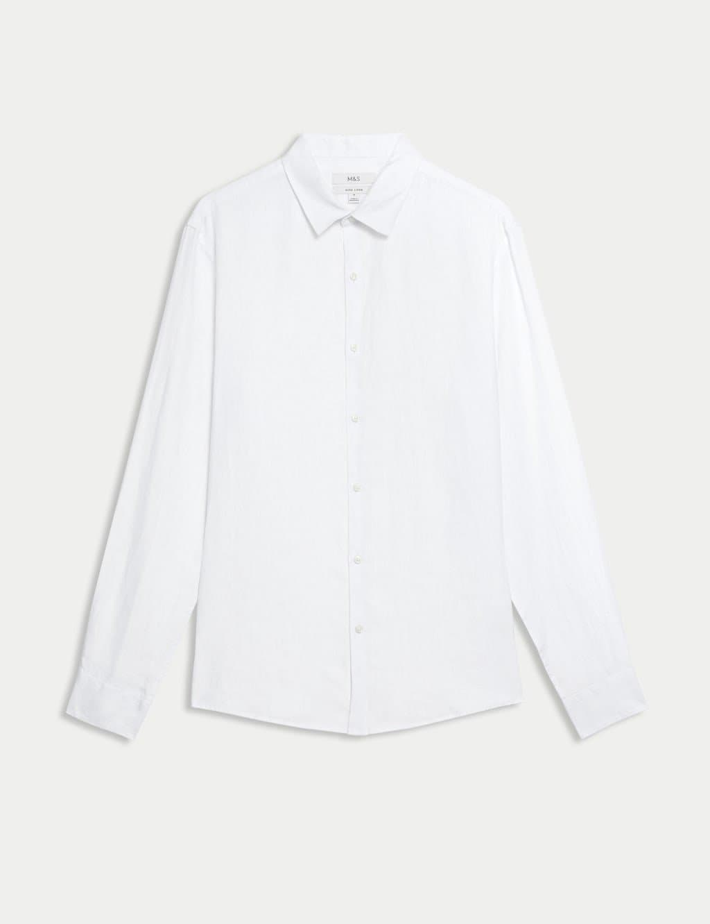 Marks & Spencer M&S Slim Fit Pure Linen Shirt White