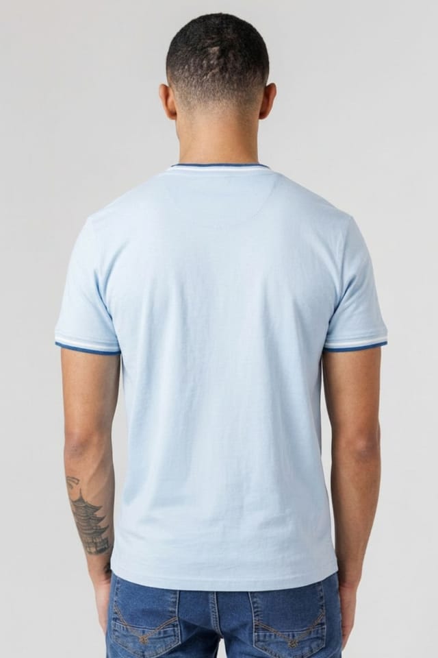 Firetrap Firetrap Men's Regular Fit Cotton Crew T-Shirt in Light Blue - 2