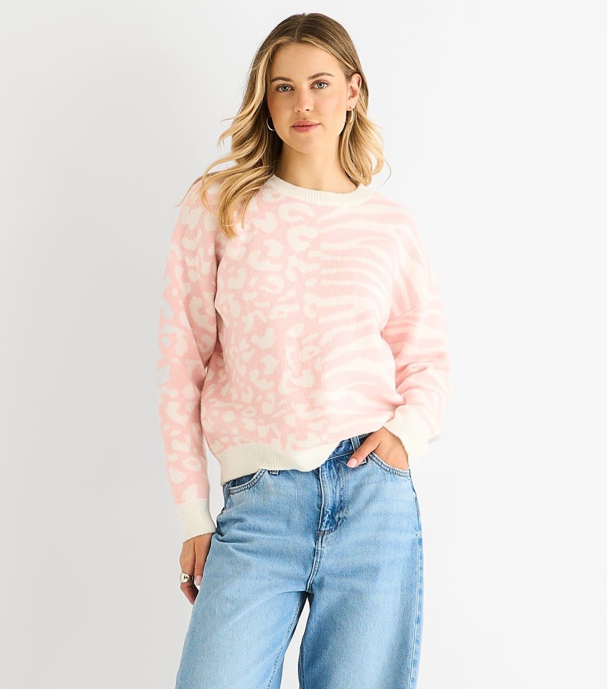 Gini London Women's Pink Zebra Patterned Jumper Gini London New Look