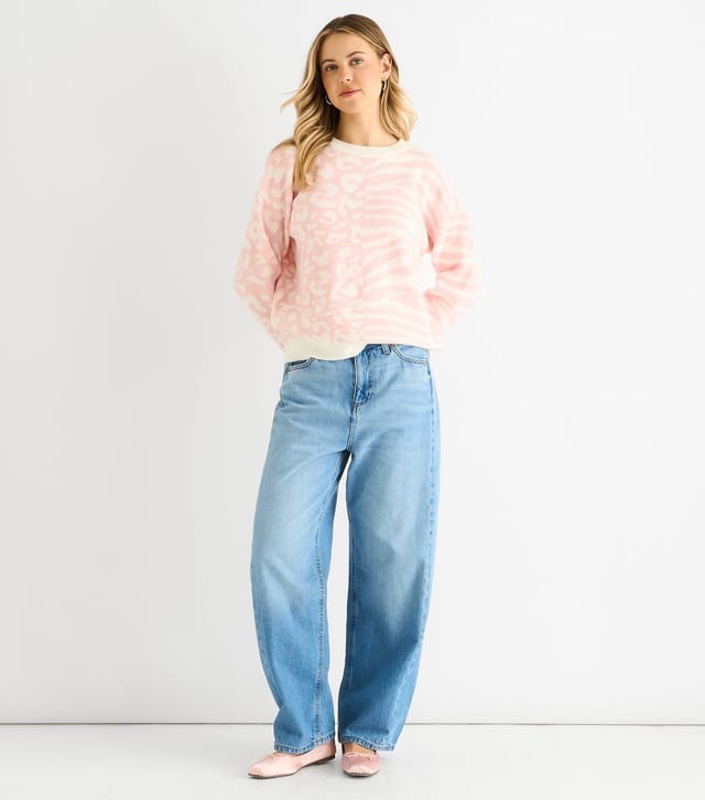 Gini London Women's Pink Zebra Patterned Jumper Gini London New Look - 2