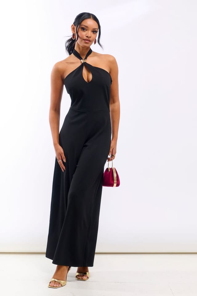 Needs No Label Needs No Label Women's Black Hardware Halterneck Jumpsuit - 2