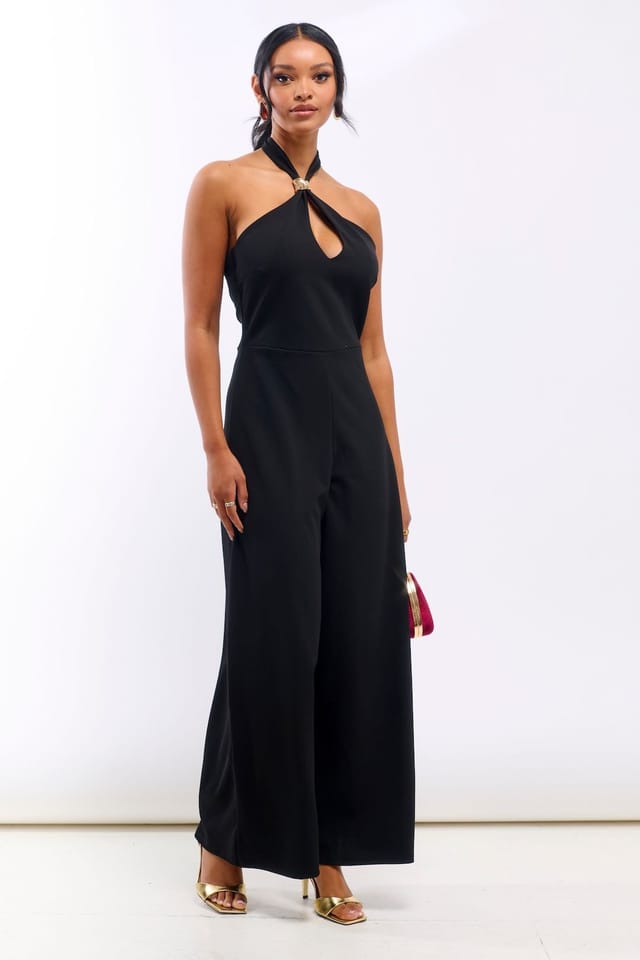 Needs No Label Needs No Label Women's Black Hardware Halterneck Jumpsuit - 3