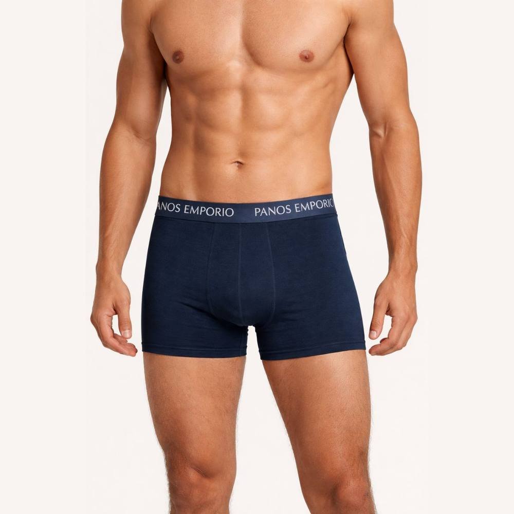 Panos Emporio Panos Emporio Men's Three pack base bamboo boxer in blue & red with elastic waist - 2