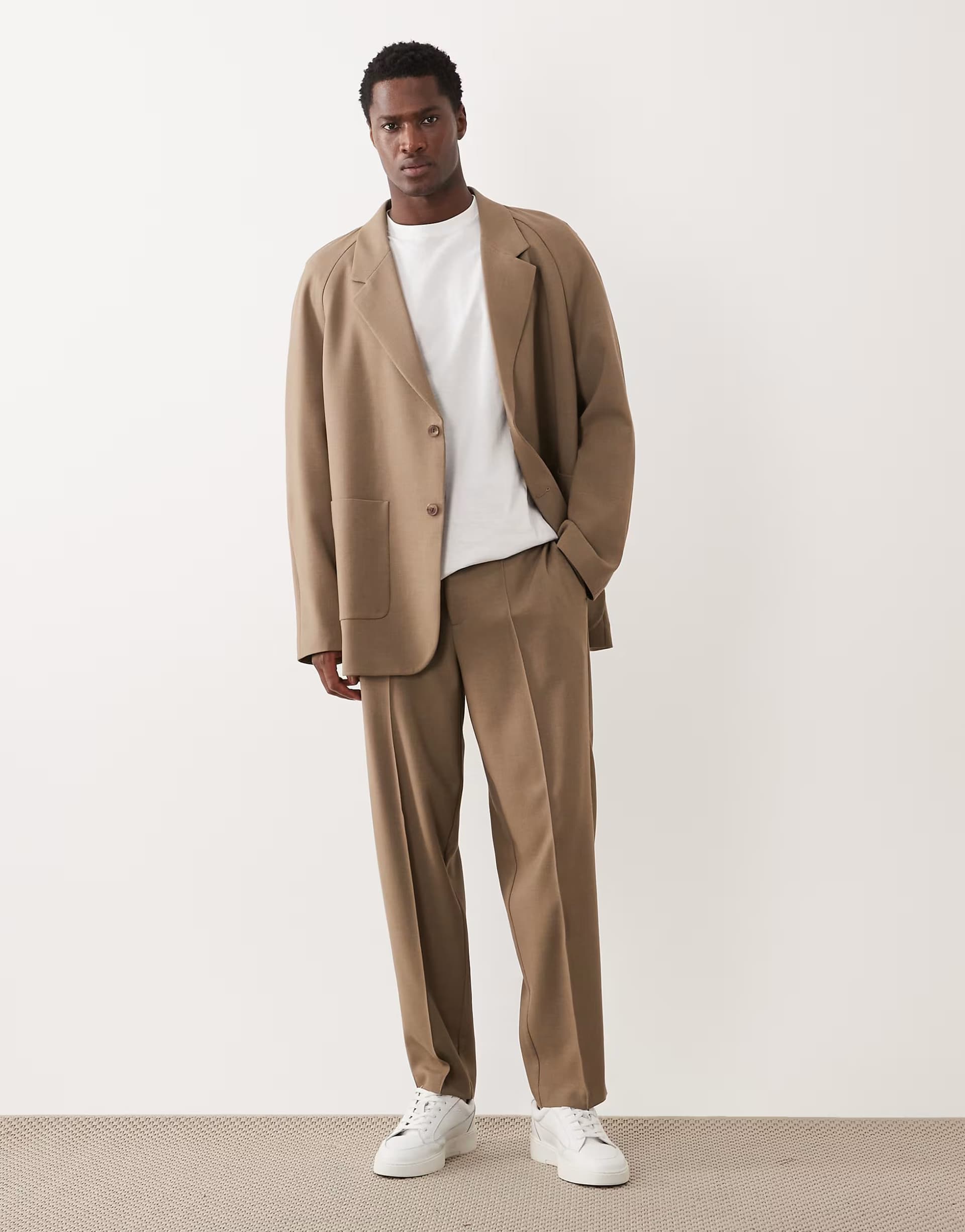 ASOS ASOS DESIGN oversized tapered suit trousers in camel