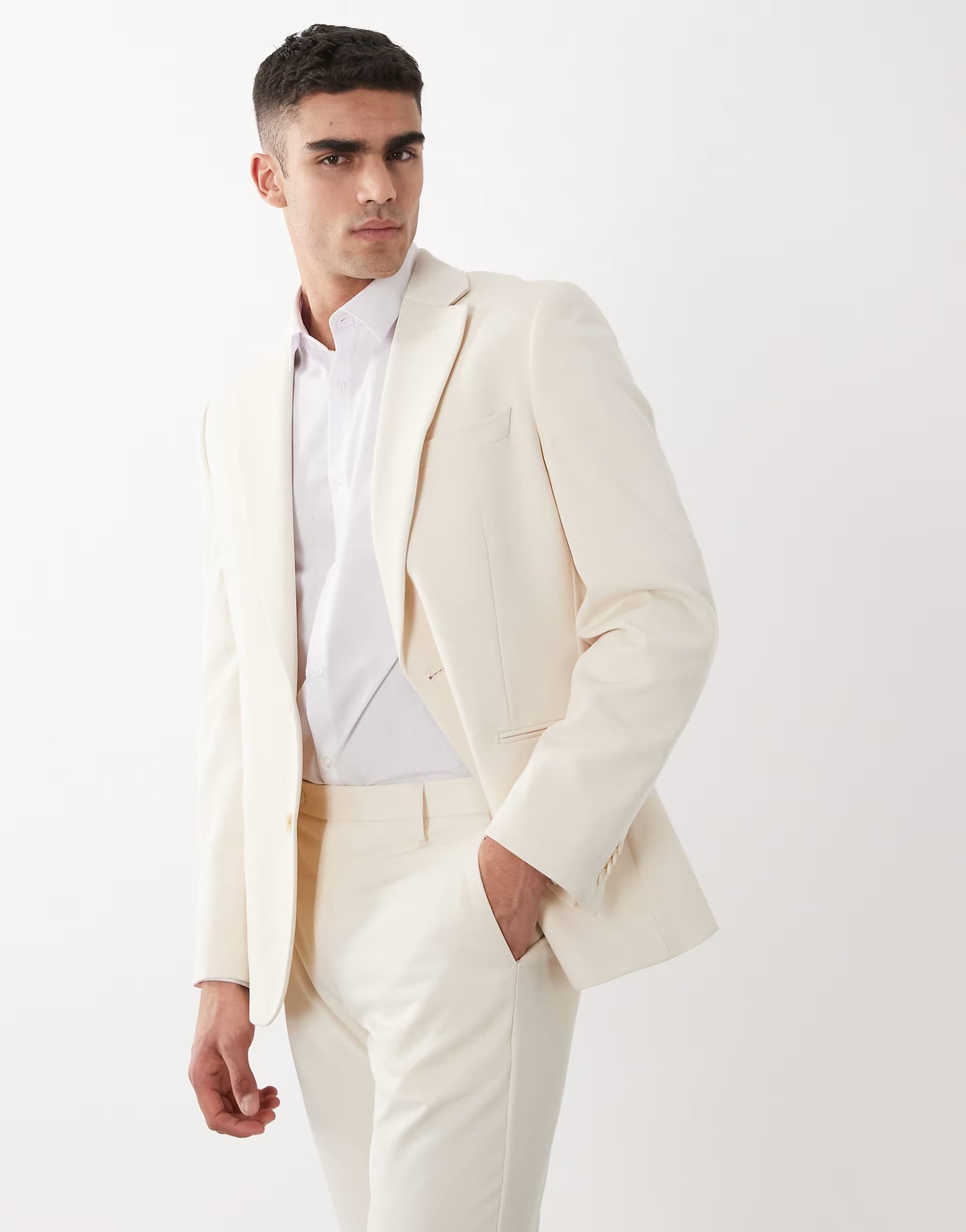 ASOS ASOS DESIGN slim suit jacket in ecru