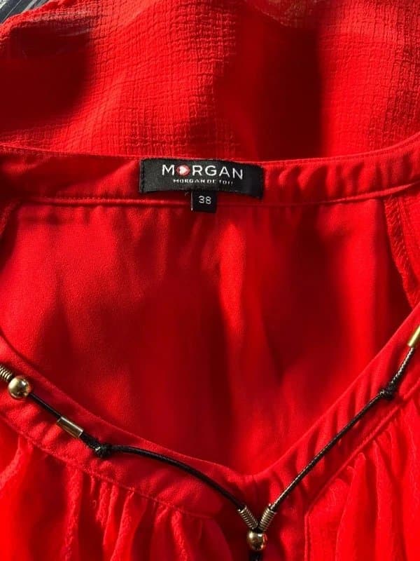 Morgan Morgan De Toi red ruffle beaded top - size 10