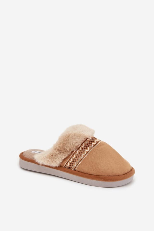 Love Lace Love Lace Women's Cozy Soft Fabric Fur Embroidered Indoor Slippers for Warmth in Brown - 2