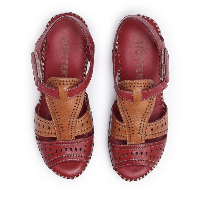 Hotter Hotter Women's 'Valletta' Wedge Sandals in Red - 3