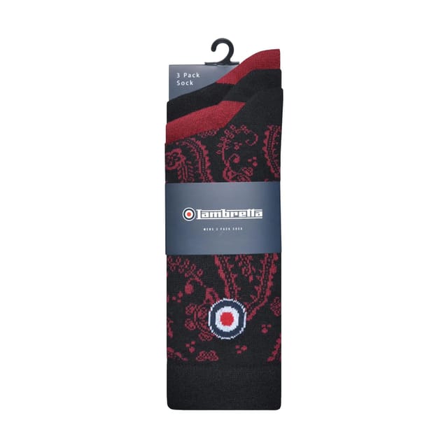 Lambretta Lambretta Men's Paisley Socks (Pack of 3) in Black - 2