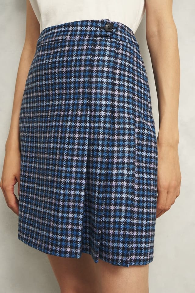 Hobbs London Hobbs London Women's Molly Kilt Skirt in Mid Blue - 3