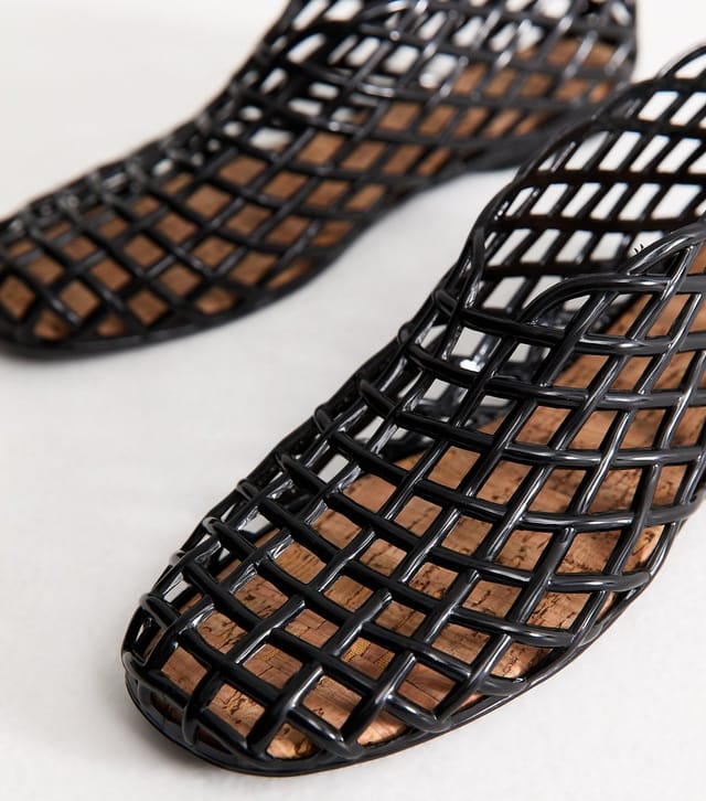 New Look Women's Truffle Black Jelly Lattice High Top Ballet Pumps New Look - 3