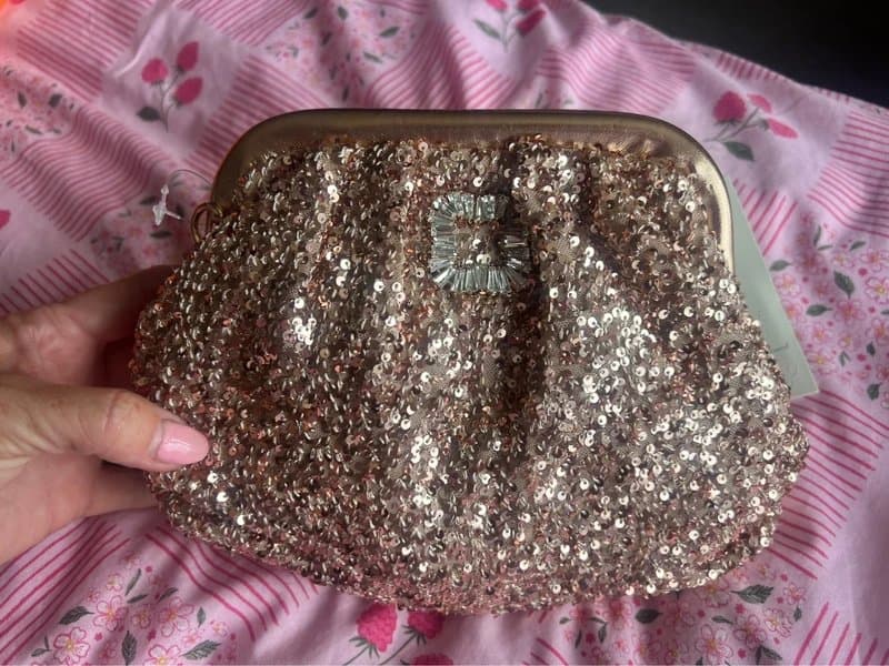 Never Fully Dressed Never Fully Dressed Gold Sequin Clutch Bag