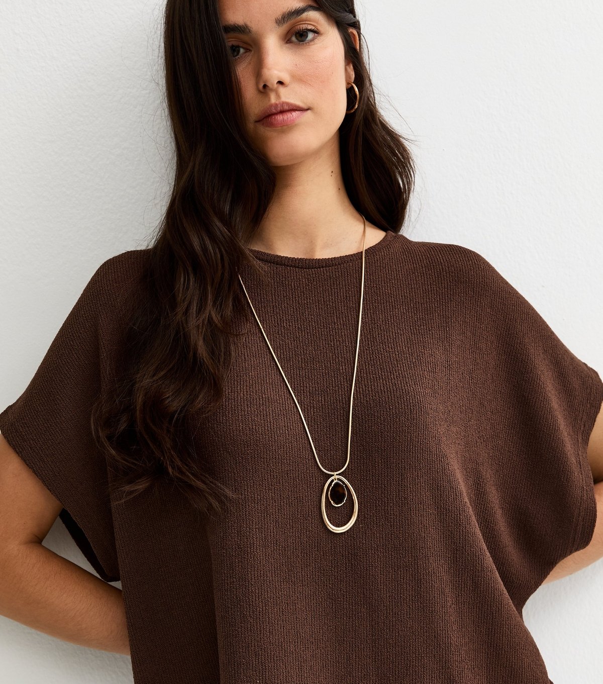New Look Women's Dark Brown Textured Relaxed Top New Look - 2
