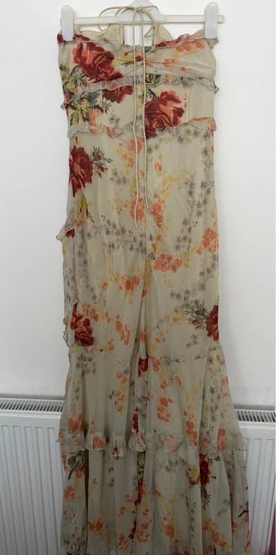 ASOS Design ASOS Design halter ruffle maxi dress with high low hem