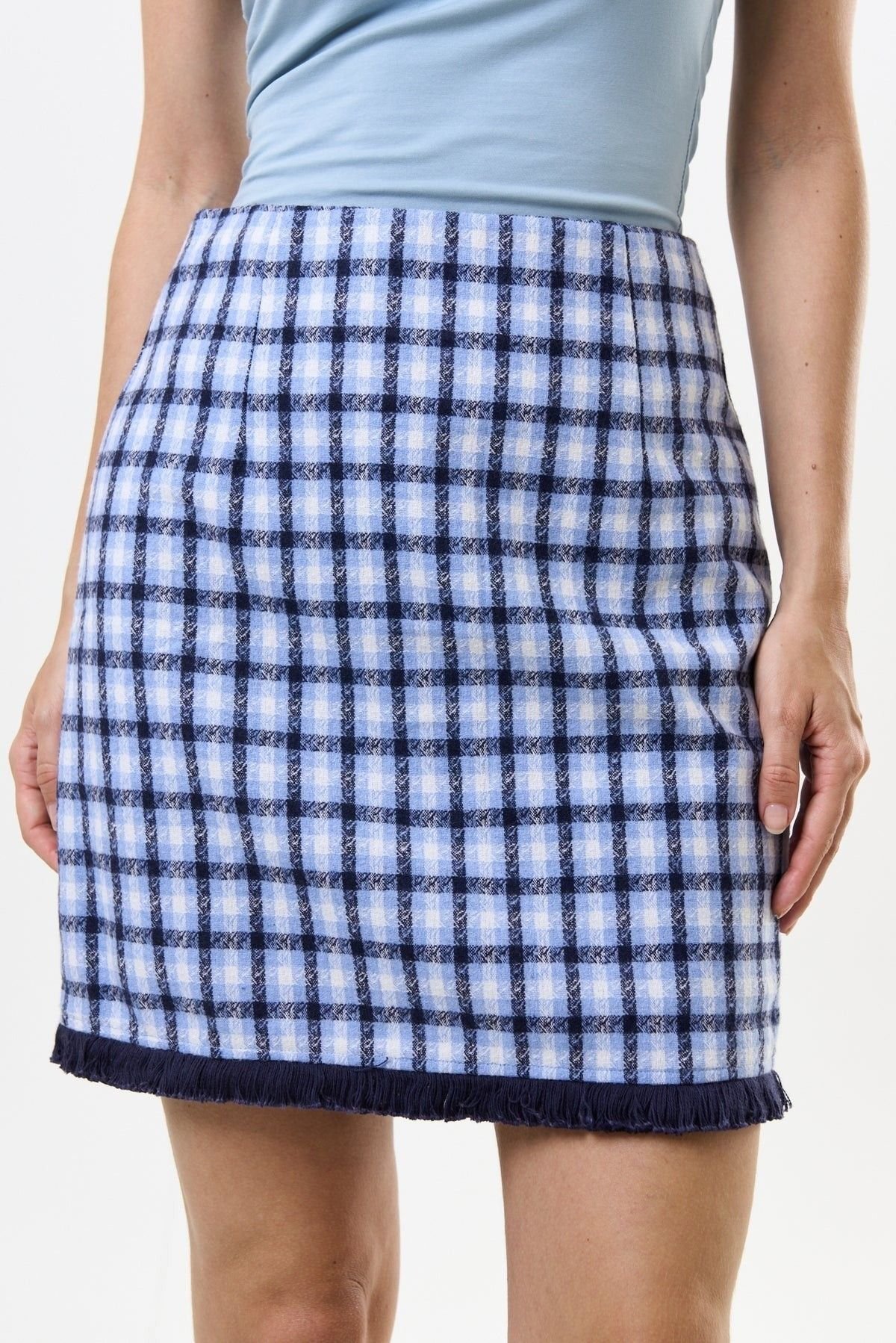 Louche Louche Women's Aubin Spring Tweed A-Line Mini Skirt - Blue - 4