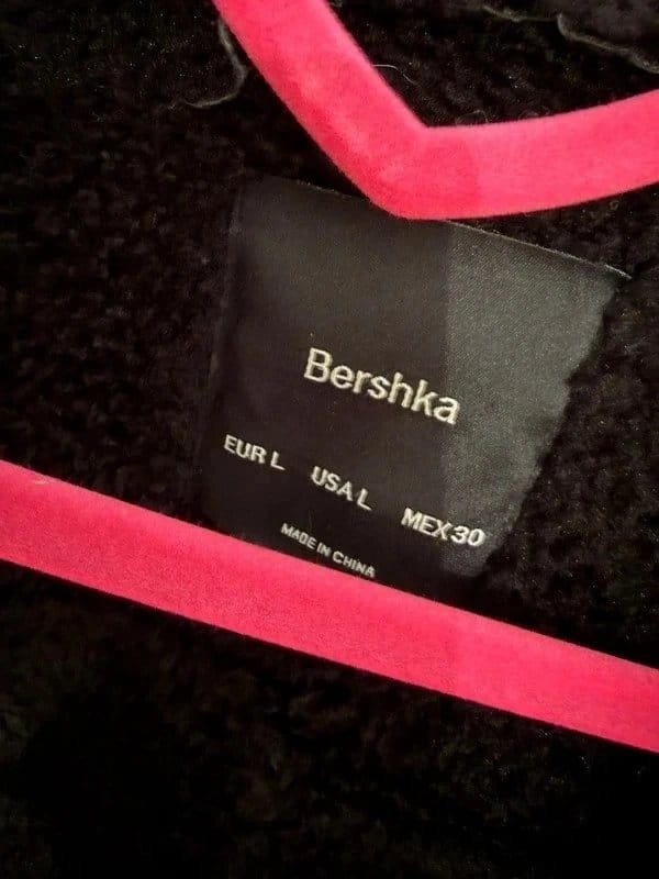 Bershka Black Faux Sheepskin Aviator Coat