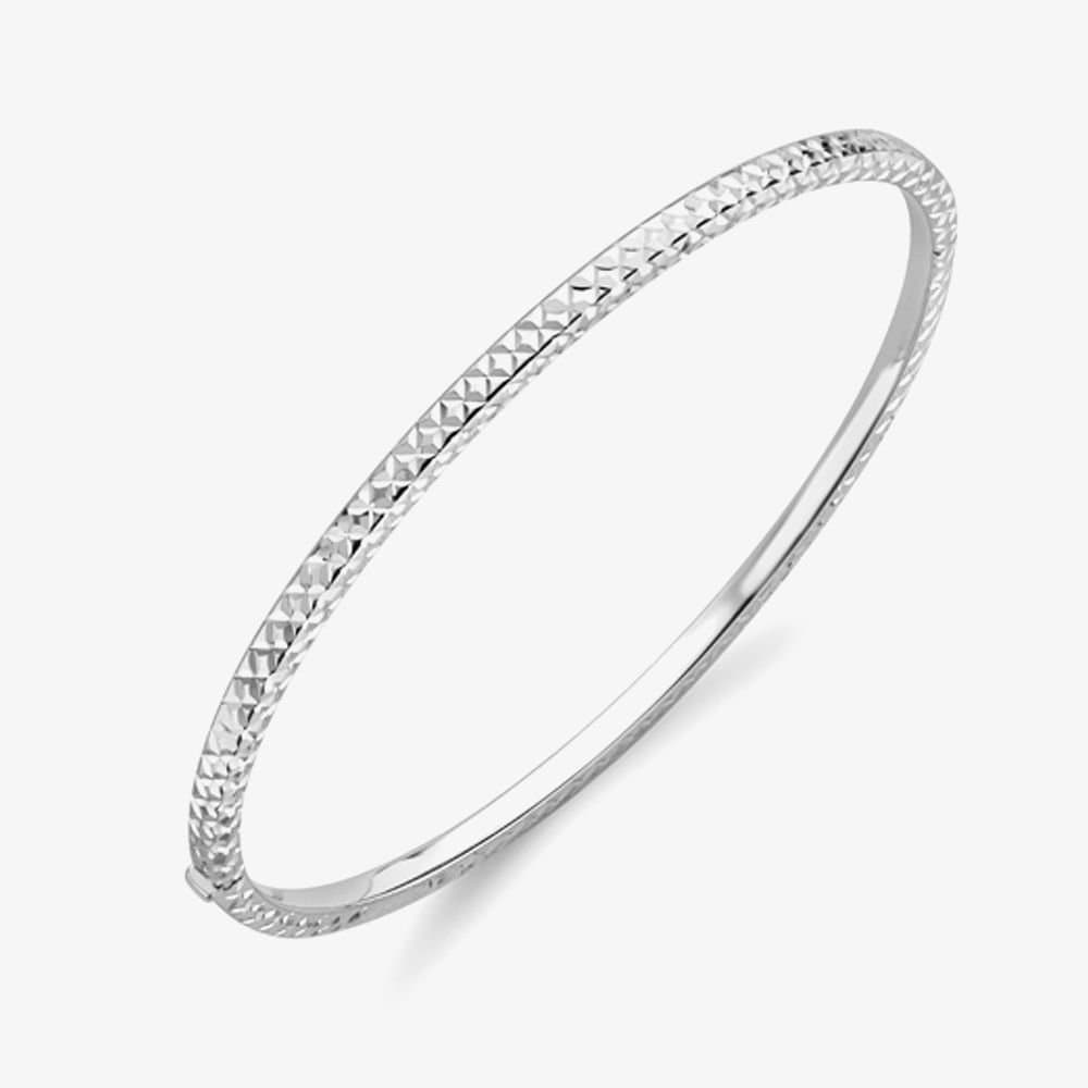 T.H.Baker T.H.Baker Silver 9ct White Gold Diamond Cut Bangle