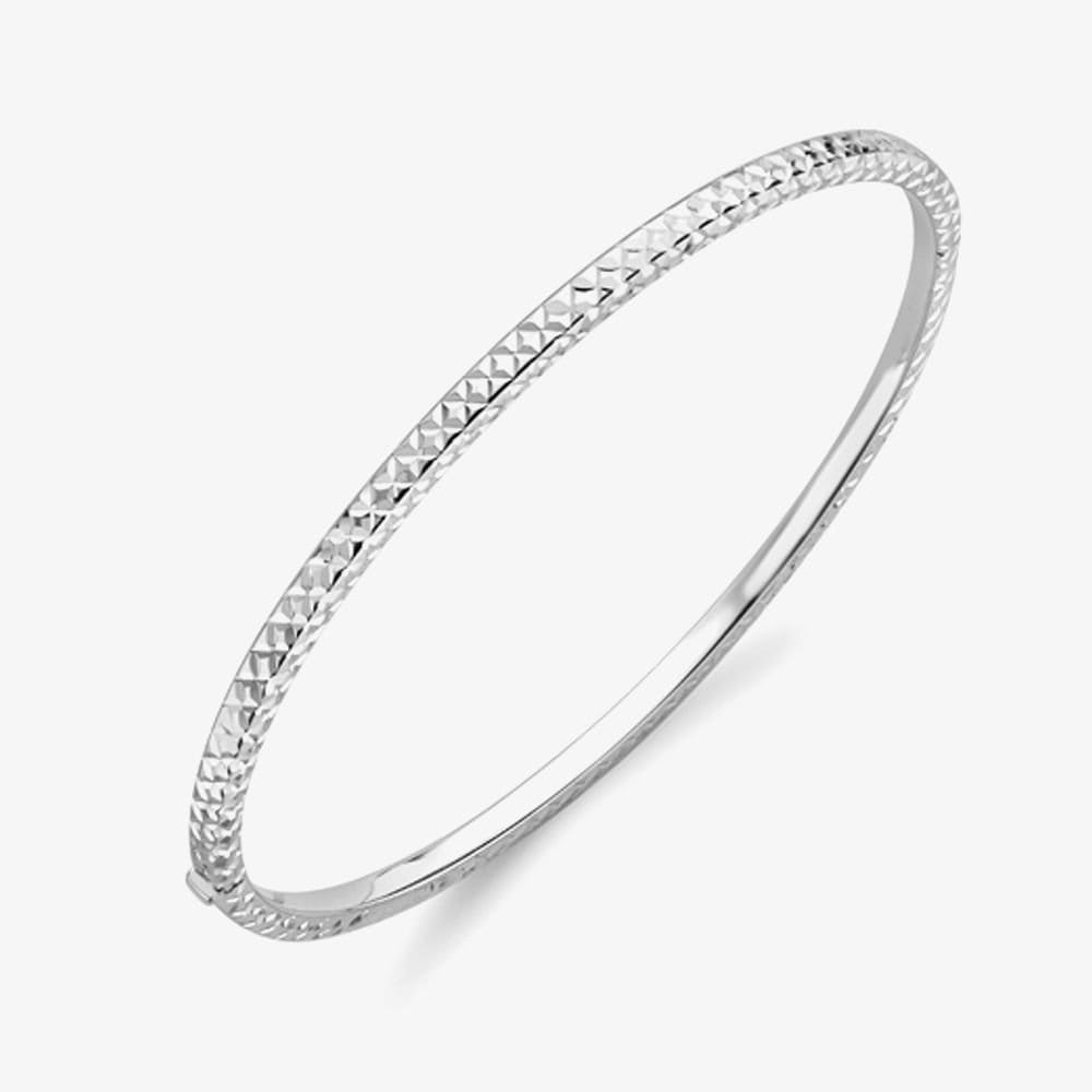 T.H.Baker T.H.Baker Women's 9ct White Gold Diamond Cut Bangle BN337 in Silver - 1