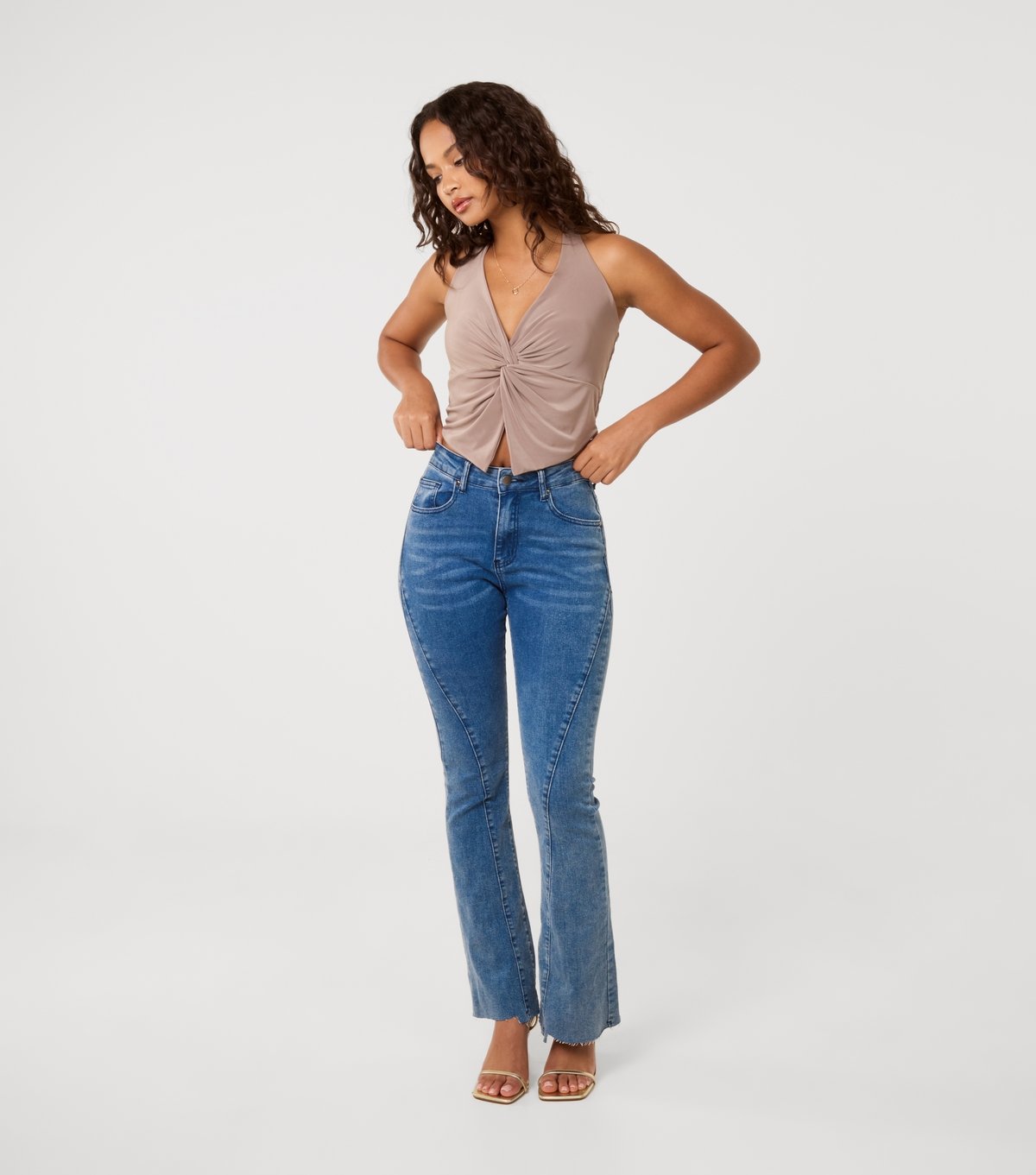 Pink Vanilla Women's Light Brown Knorted Front Halterneck Front Top Pink Vanilla New Look - 2