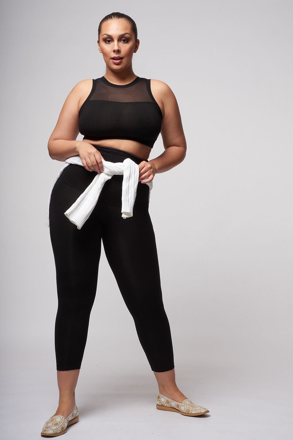 TLC Sport TLC Sport Women's Extra Strong Compression Cropped Leggings with High Tummy Control in Black - 4