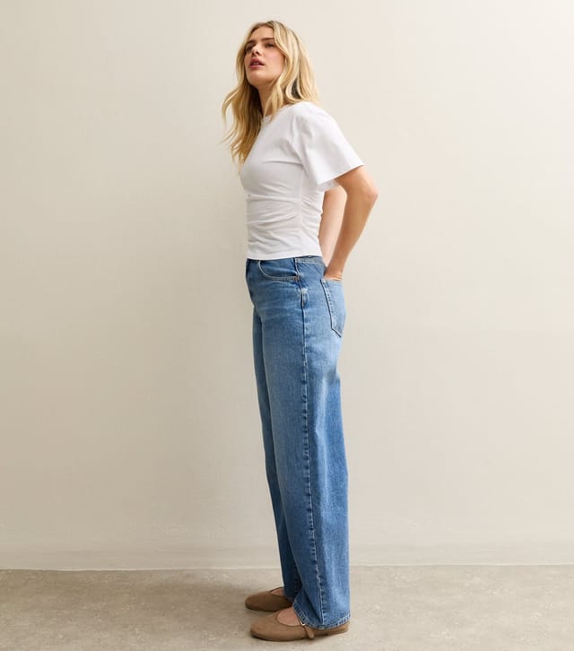 New Look Women's White Ruched Waist Crew Neck T-Shirt New Look - 3