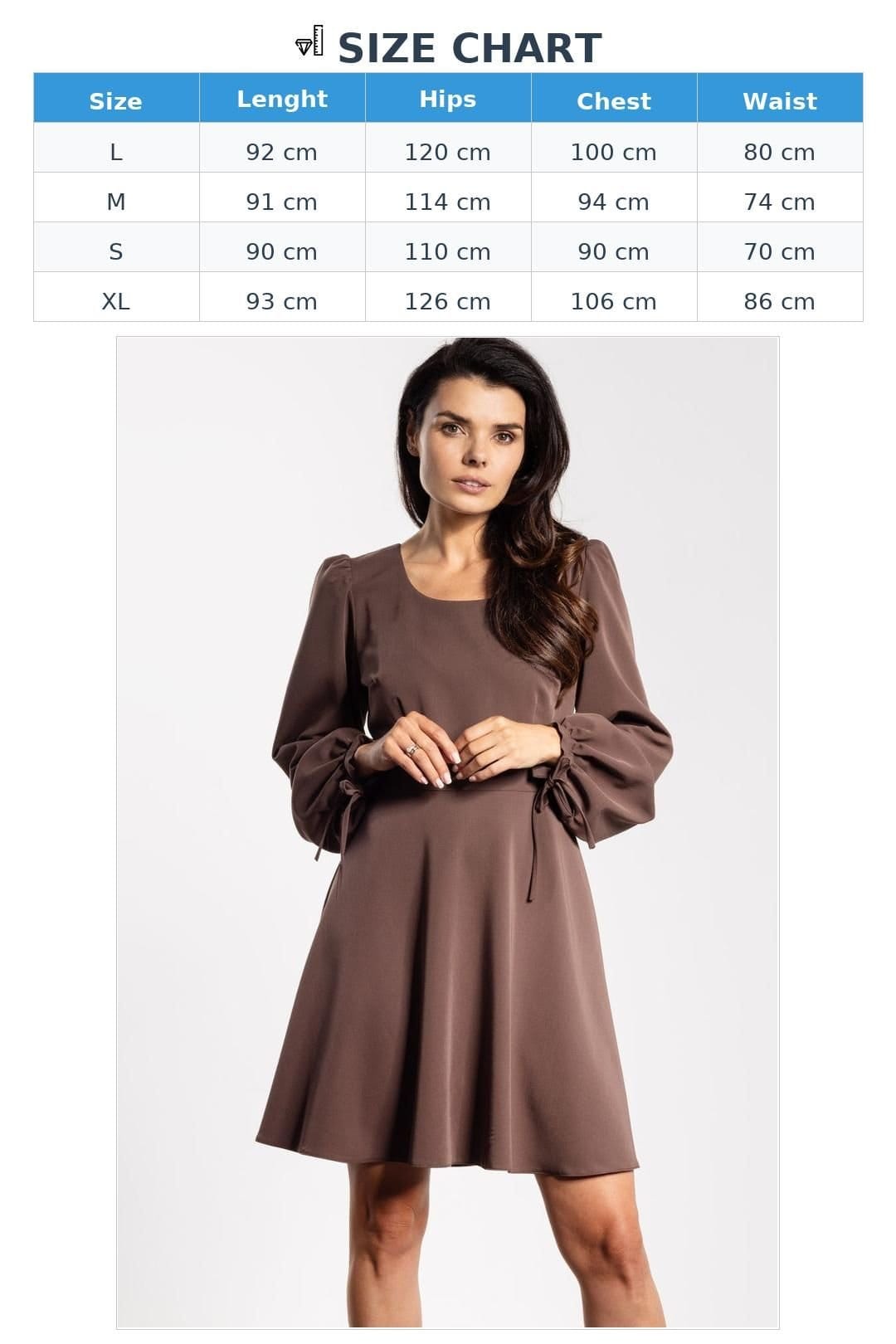 Love Lace Love Lace Women's Flared Mini Dress with Tie Puff Sleeves in Brown - 4