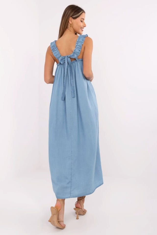 Love Lace Love Lace Women's Oversized Summer Denim Lyocell Maxi Dress in Blue - 2