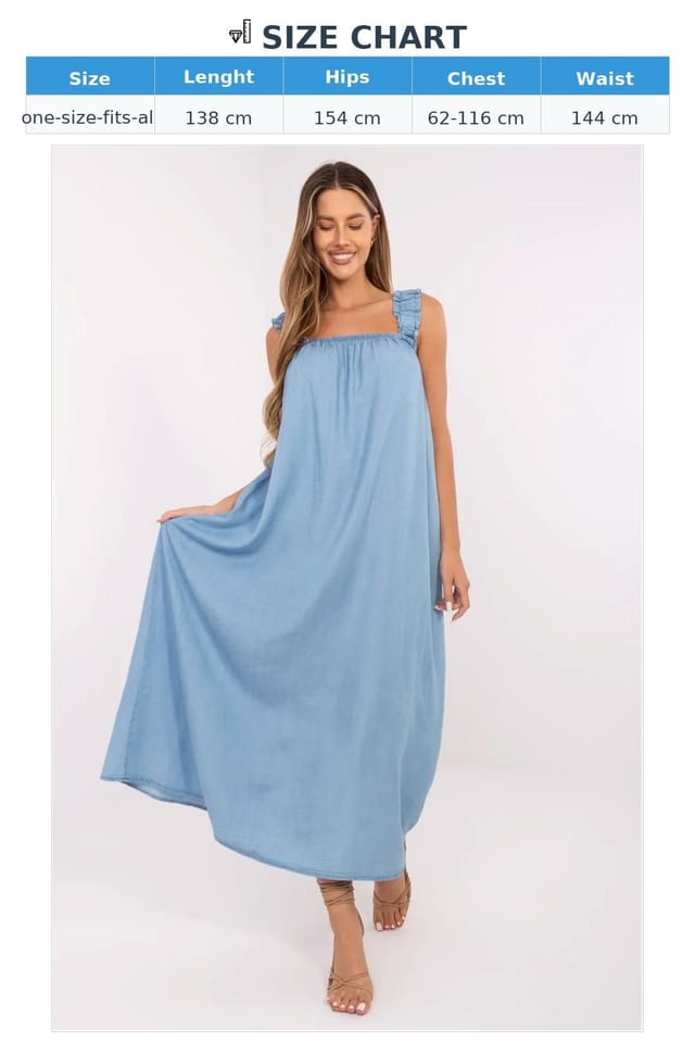 Love Lace Love Lace Women's Oversized Summer Denim Lyocell Maxi Dress in Blue - 3