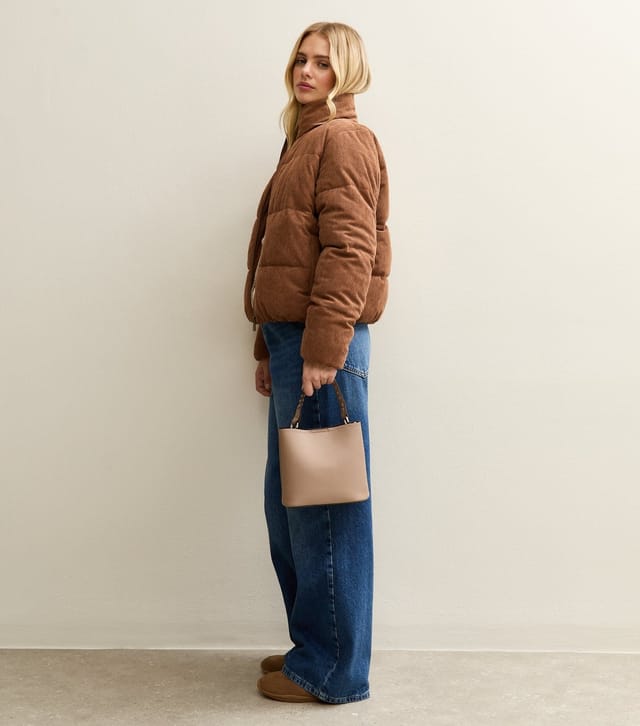 New Look Women's Tan Corduroy Cropped Puffer Jacket New Look - 3