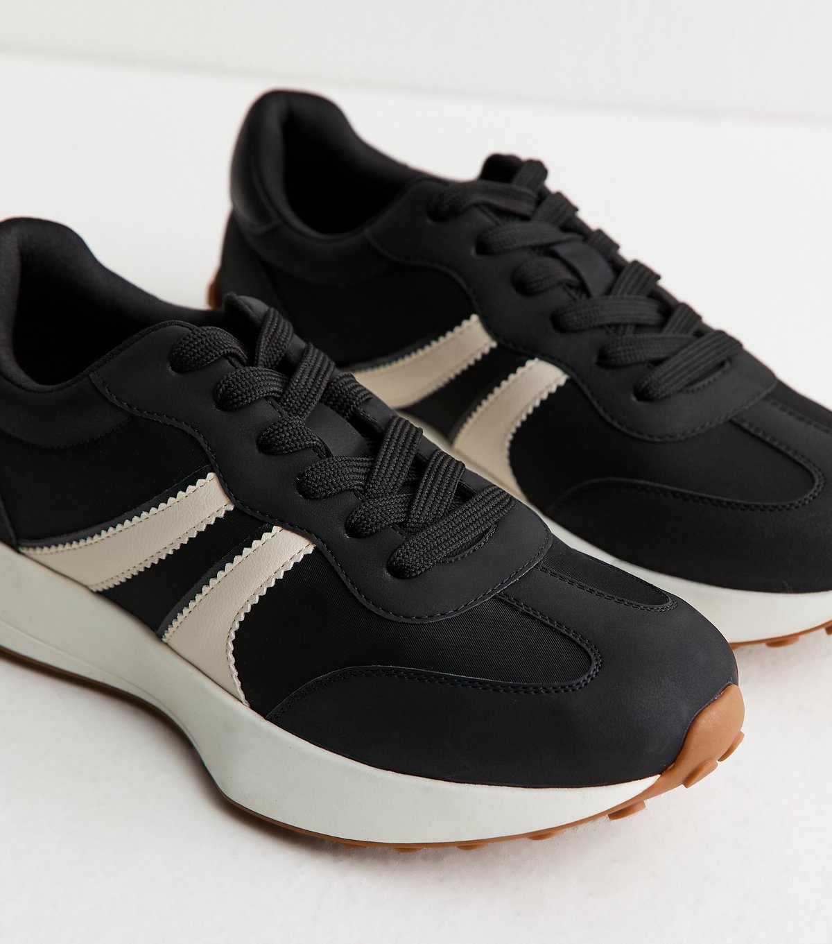 New Look Women's Black Faux Suede Side Stripe Sporty Trainers Vegan New Look - 3