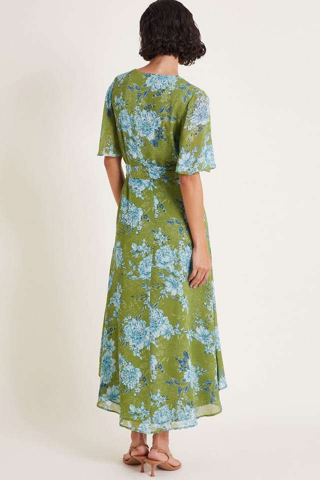 Monsoon Monsoon Women's Eva Floral Wrap Midi Dress Green - 2