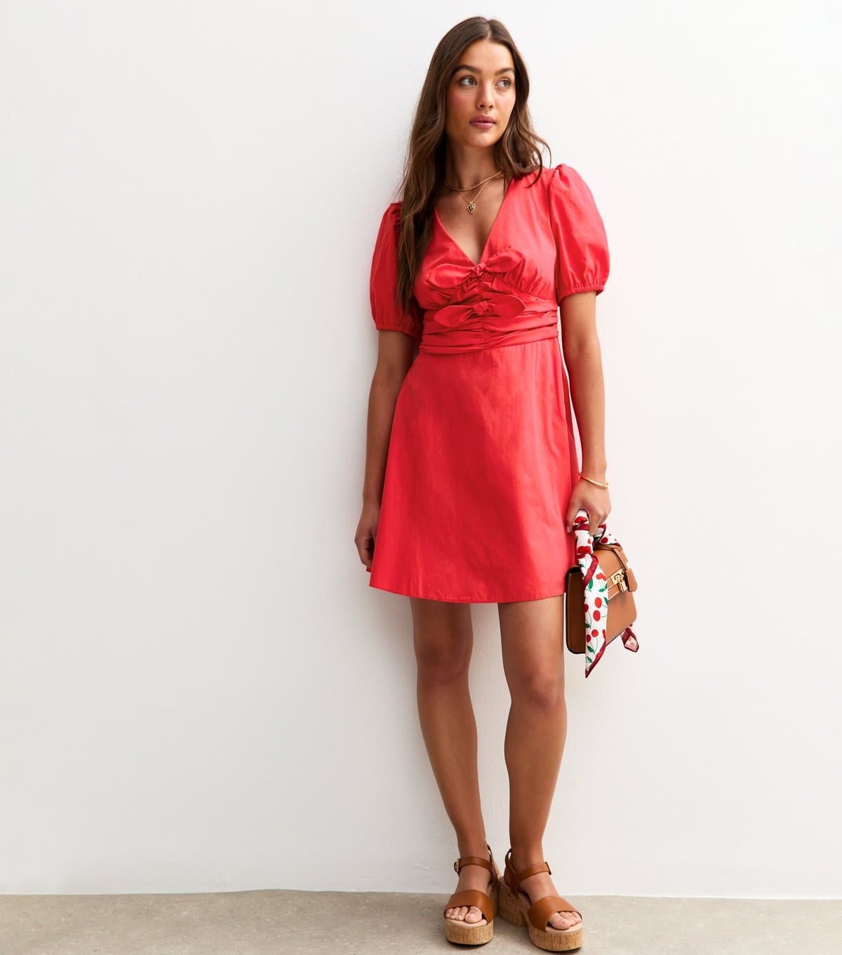 New Look Women's Red Double Bow Mini Dress New Look