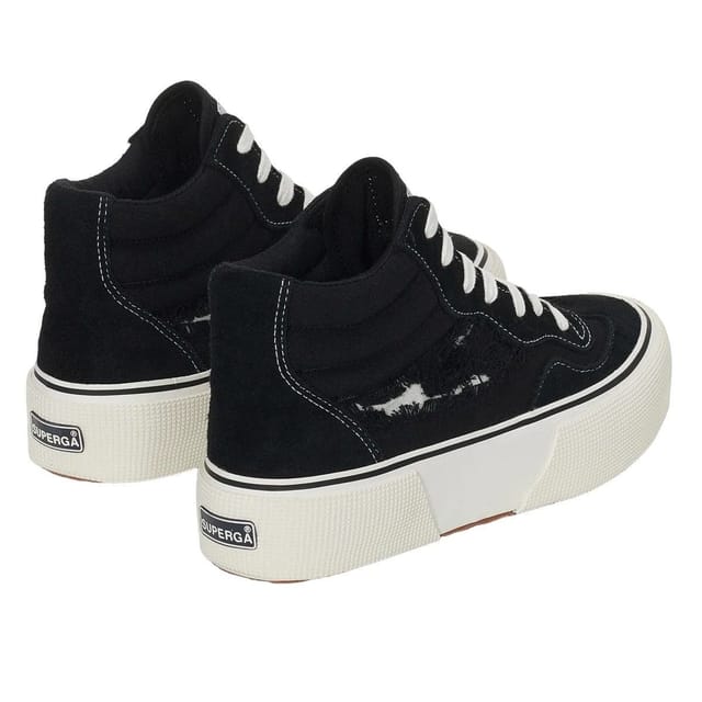 Superga Superga Women's 3141 lley Swallowtail Ripped Mid Cut Trainers in Black - 2