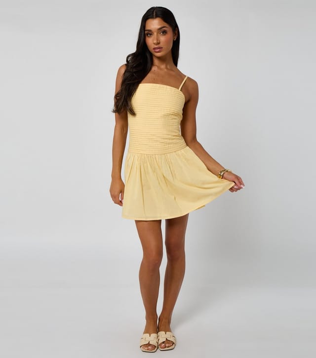 Urban Bliss Women's Light Yellow Pleated Mini Strappy Dress Urban Bliss New Look - 2