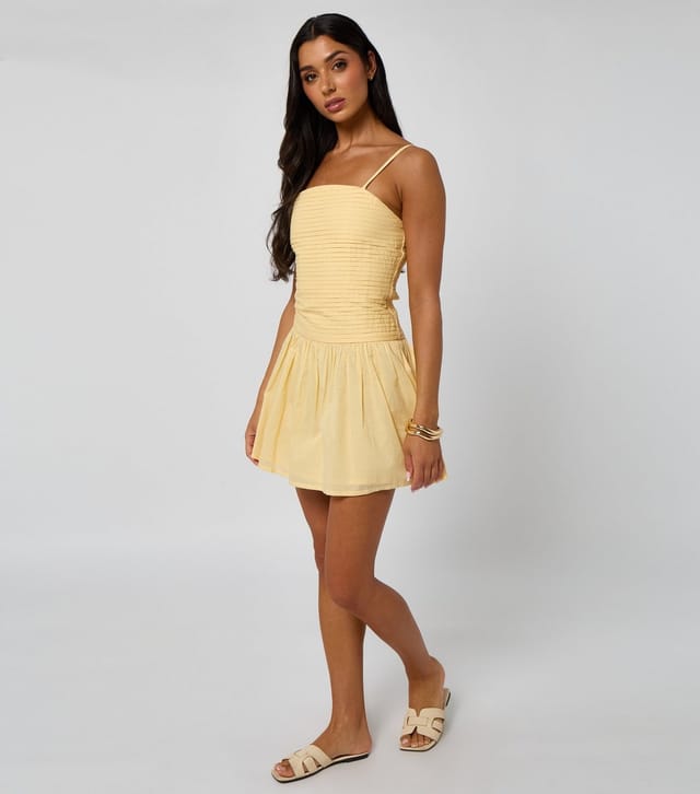 Urban Bliss Women's Light Yellow Pleated Mini Strappy Dress Urban Bliss New Look - 3