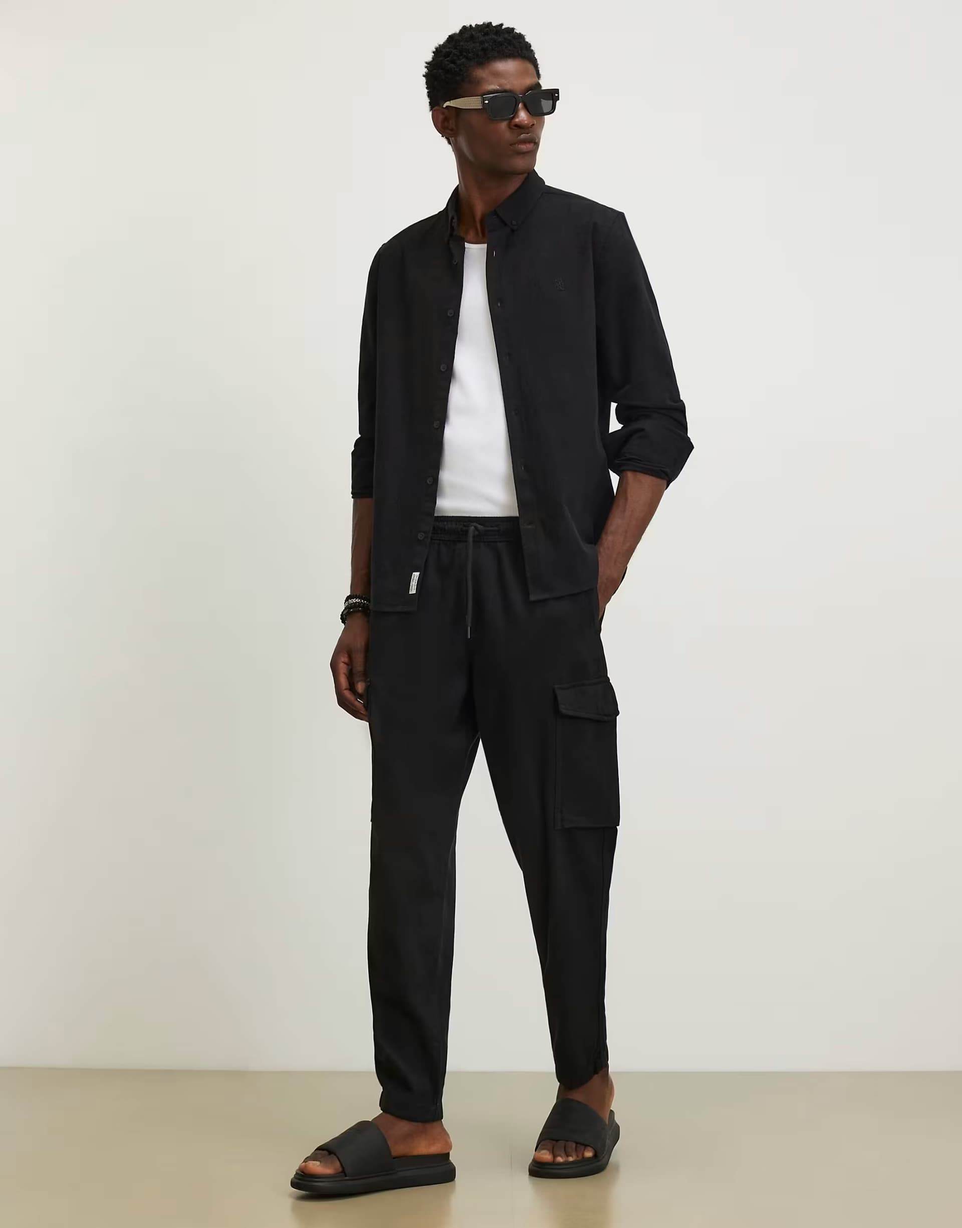 ASOS River Island Slim fit cargo trousers in black