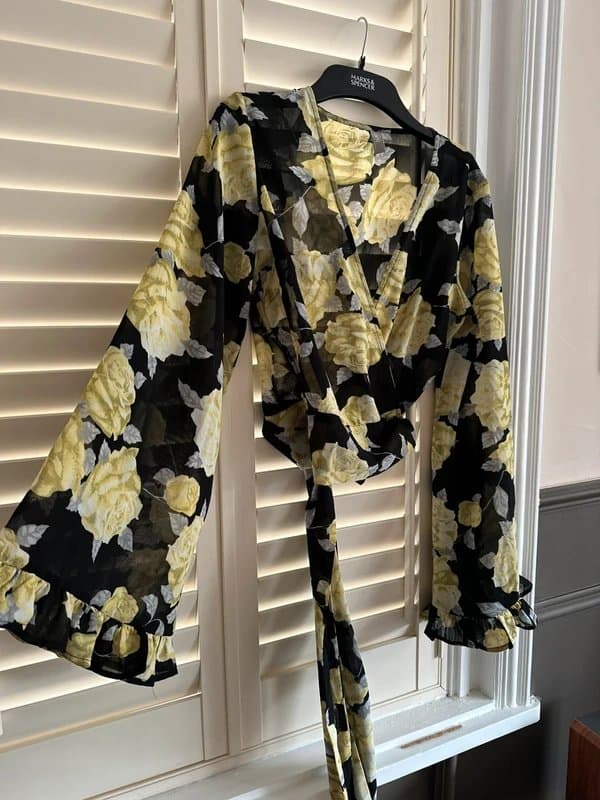 ASOS Floral bell sleeve wrap chiffon top