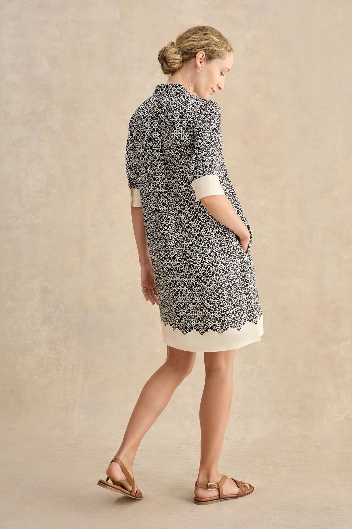 Hobbs London Hobbs London Women's Marciella 3/4 Sleeve Printed Mini Dress in Dark Navy - 4