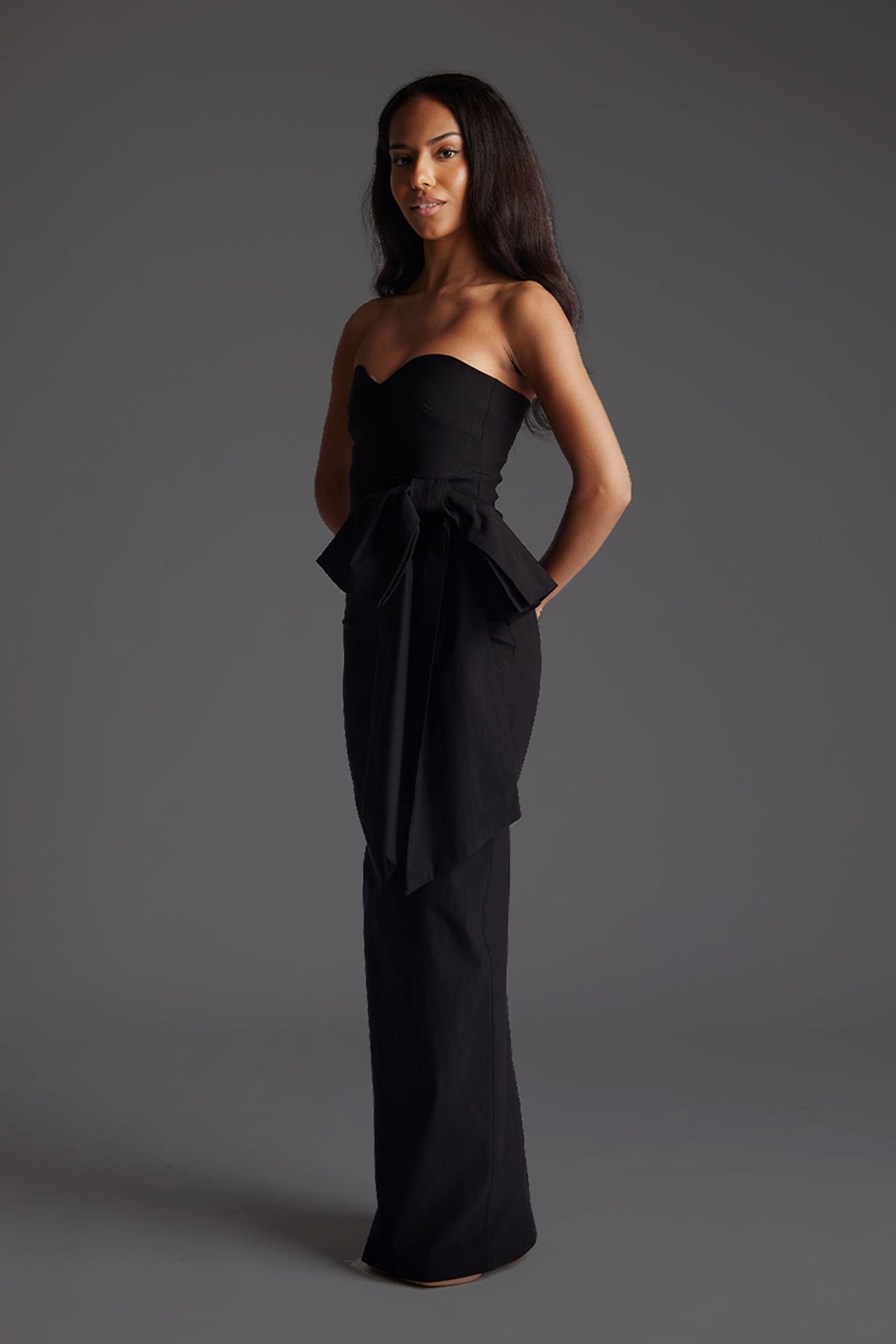 Vesper Vesper Women's Bow Detail Bandeau Maxi Dress in Black - 2