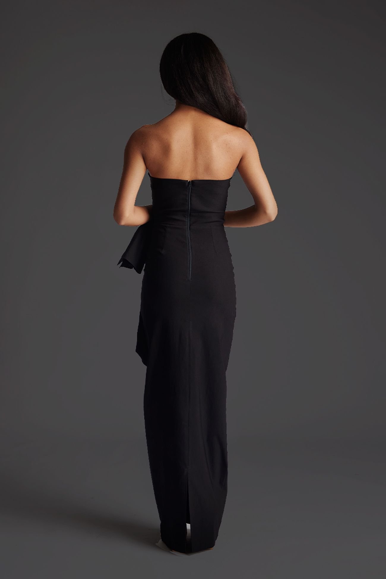 Vesper Vesper Women's Bow Detail Bandeau Maxi Dress in Black - 4