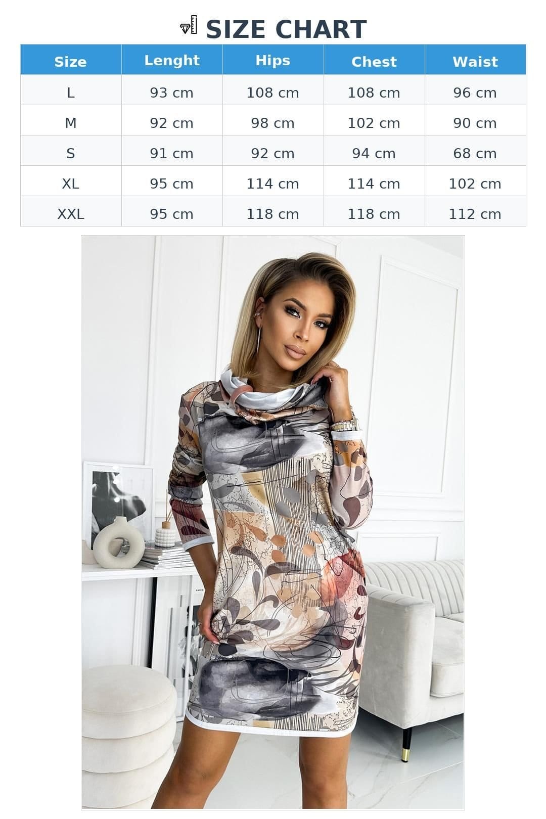 Love Lace Love Lace Women's Comfortable Turtleneck Dress Patterned in Grey - 4