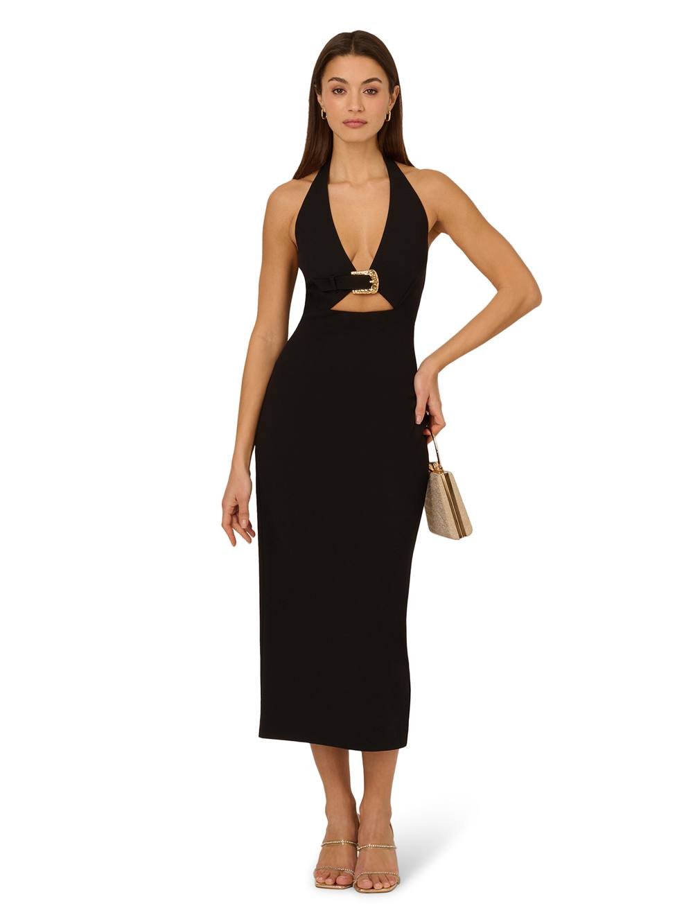 Adrianna Papell Adrianna Papell Women's Knit Crepe Midi Dress in Black - 2
