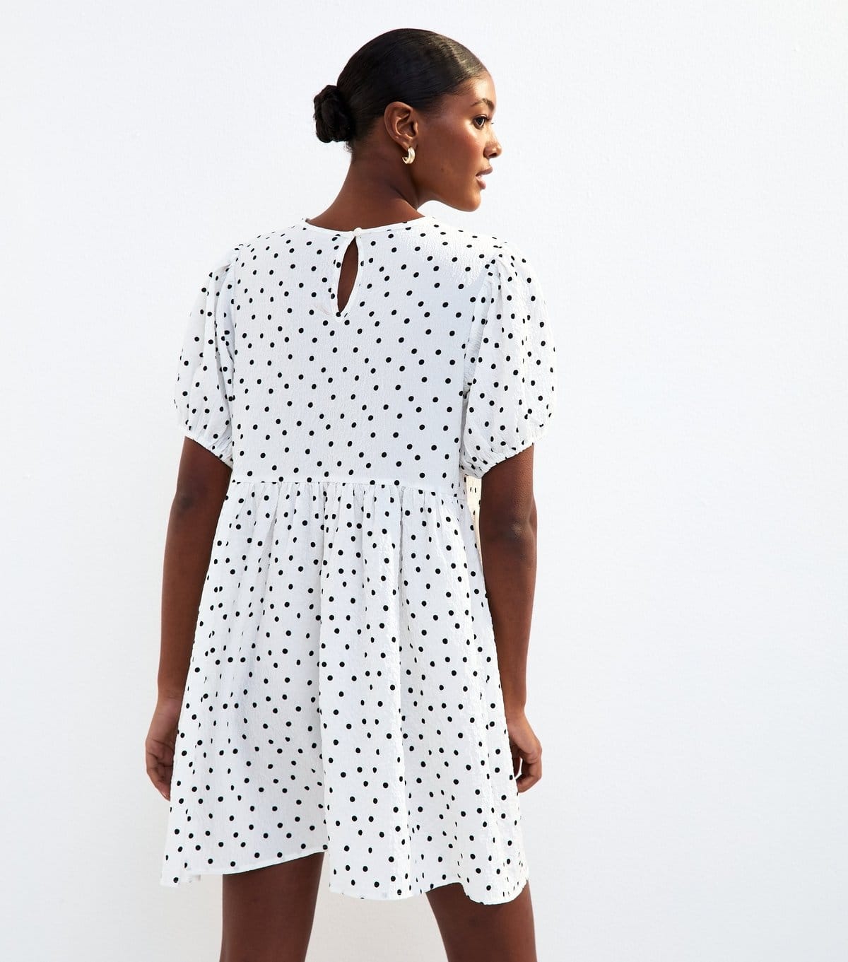New Look Women's White Spot Print Bow Trim Mini Dress New Look - 4