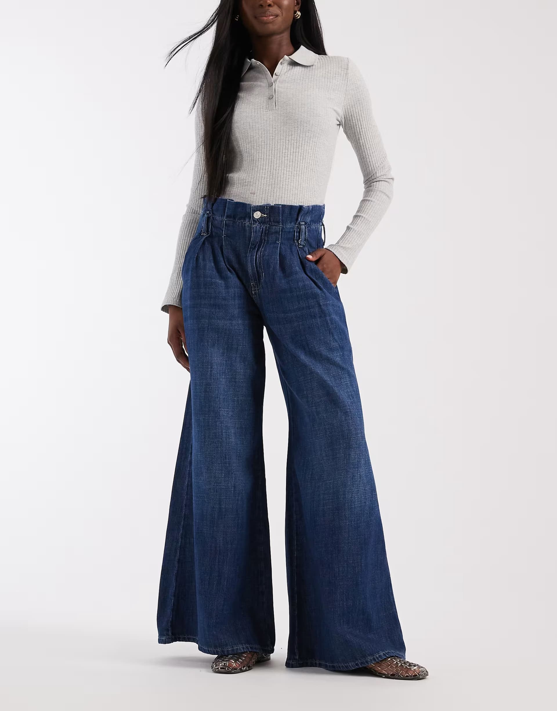 ASOS ASOS Free People forager skirt jean in dark blue