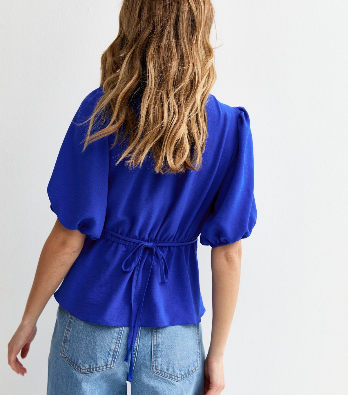 New Look Women's Blue Buttoned Puff Sleeve Tea Blouse New Look - 4