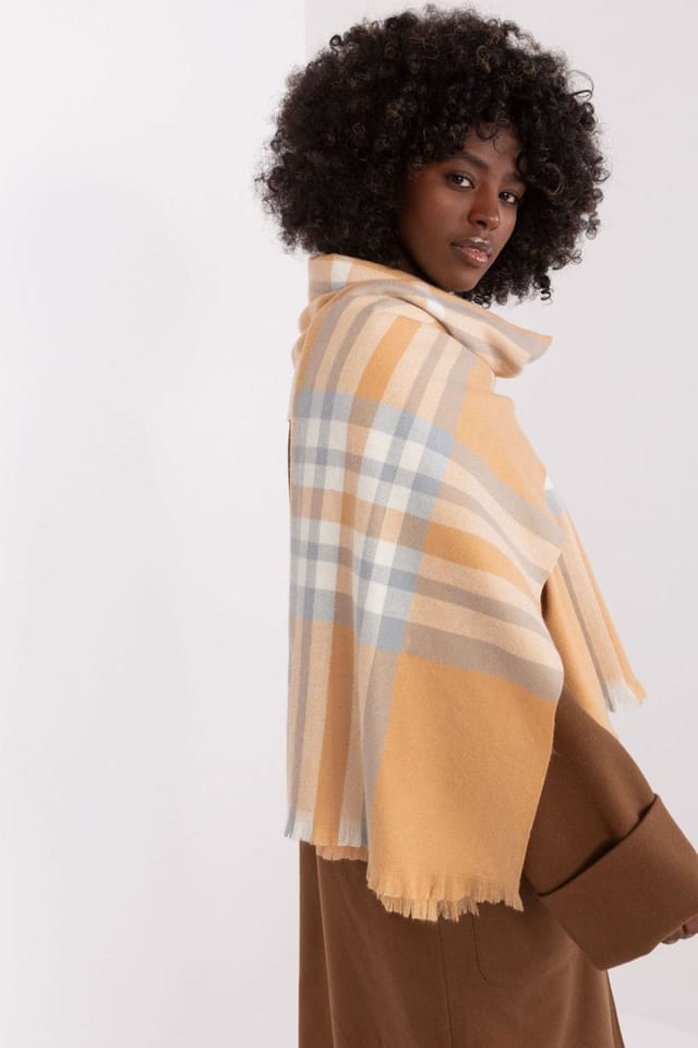 Love Lace Love Lace Women's Shawl Style Plaid Polyester Scarf for Fall & Winter Wrap in Brown - 2