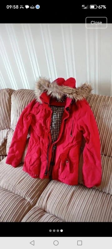 FatFace Ladies Ladies size 8 red fatface outdoors rain  shower proof jacket fur hood