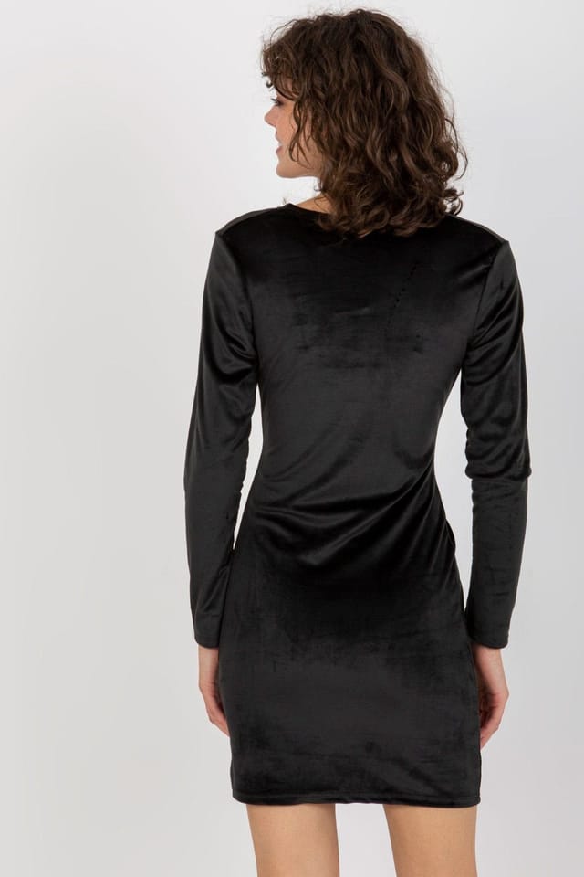 Love Lace Love Lace Women's Velour Fitted Long Sleeve Envelope Dress Style 174443 in Black - 3