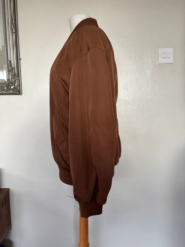 Marks & Spencer Brown Satin Bomber Jacket Size 12
