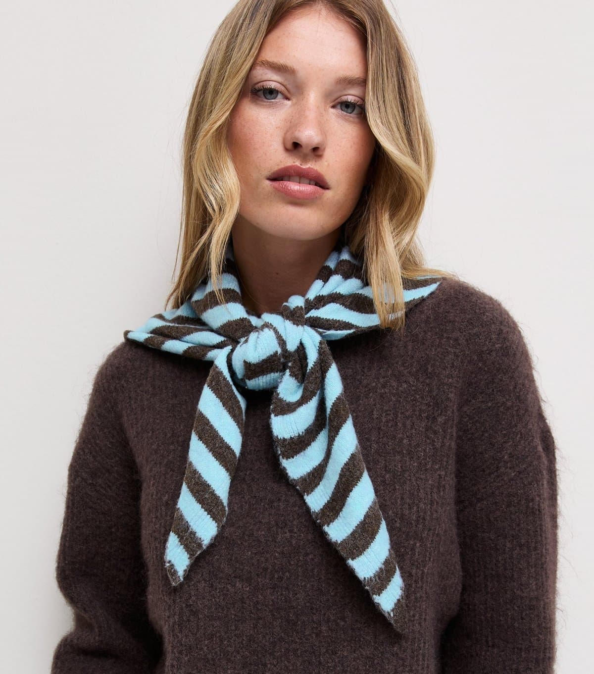 New Look Blue Mini Triangle Striped Scarf New Look